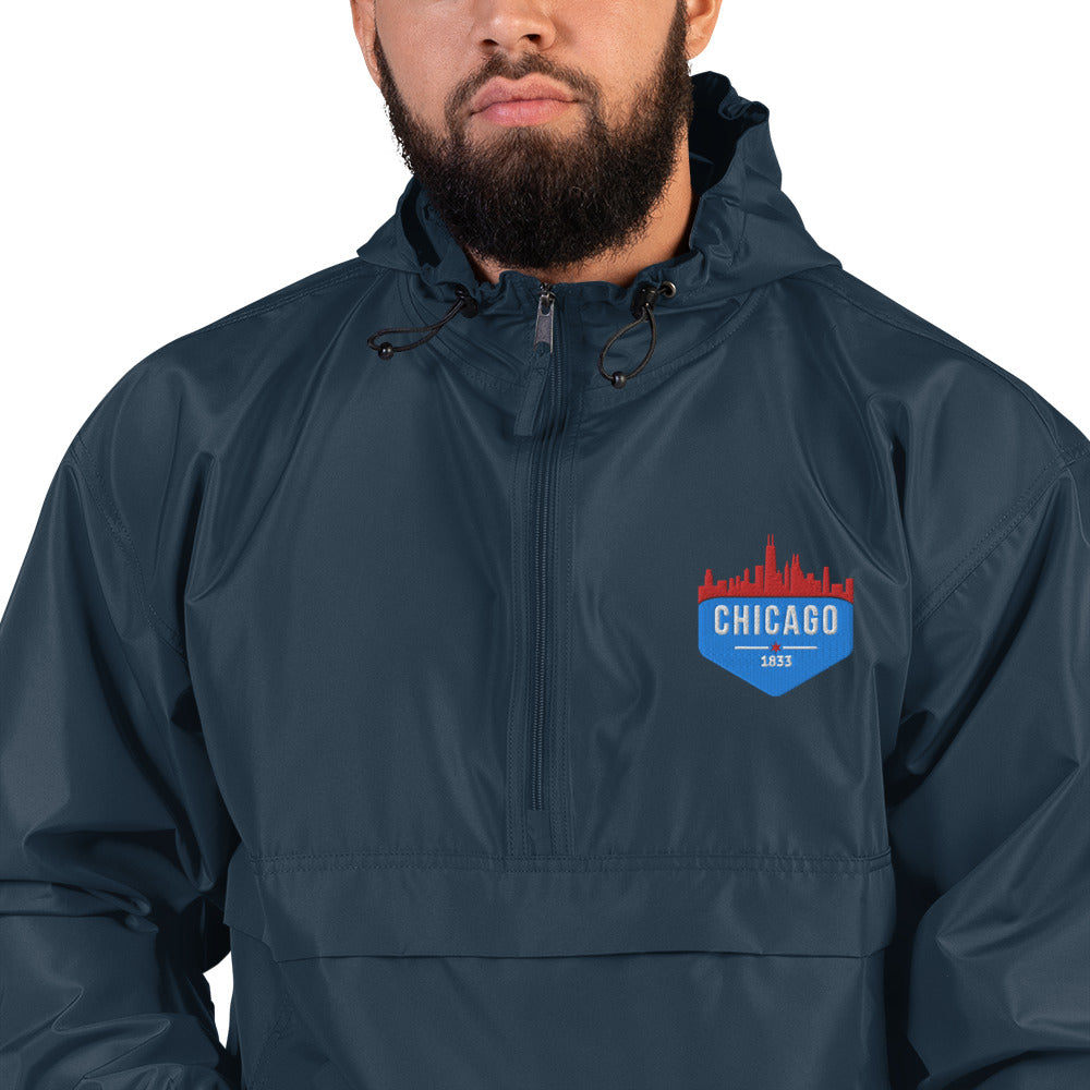 Champion Rain Jacket | Embroidered Chicago Flag Theme Patch