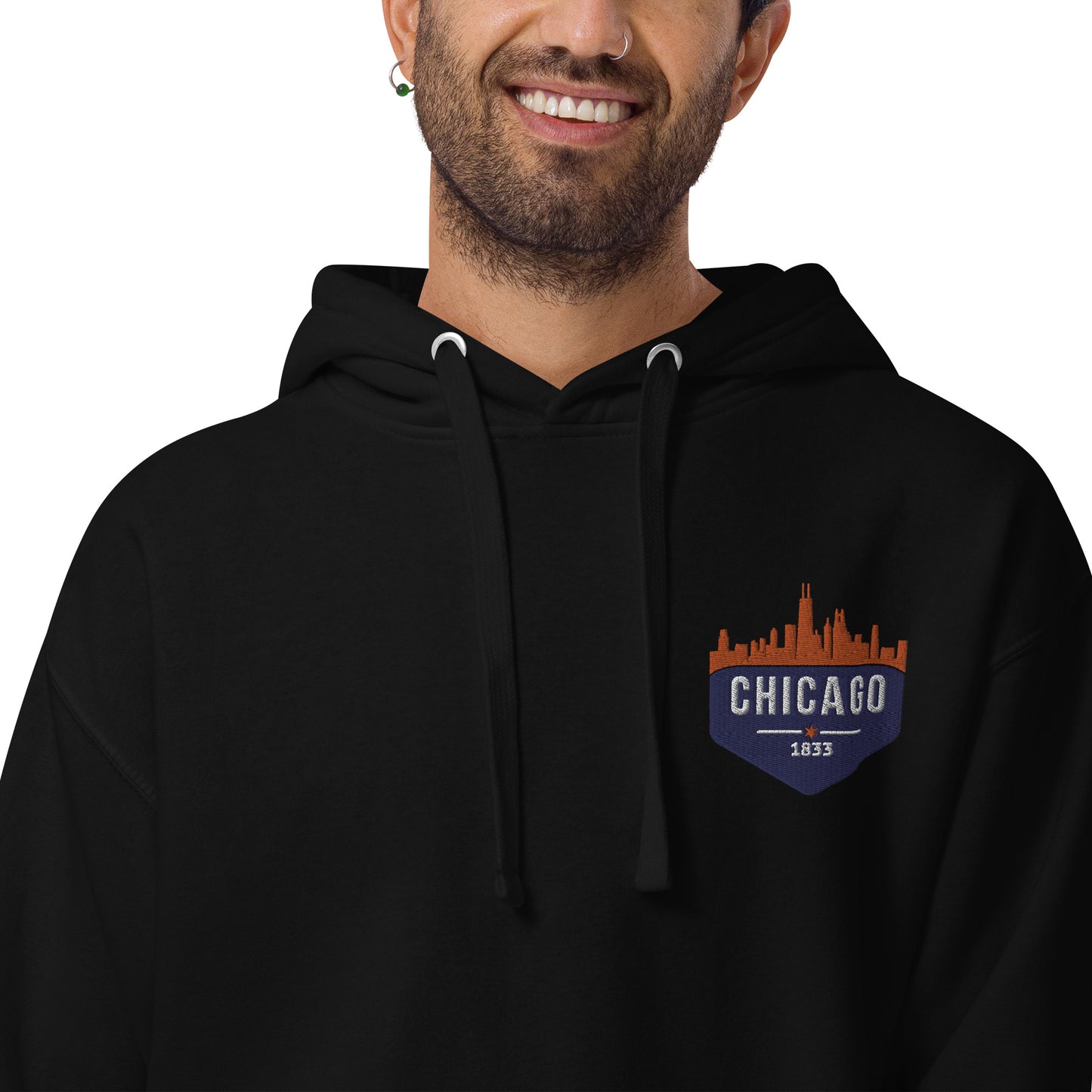 Men's Hoodie | Embroidered Chicago Bears Theme Patch