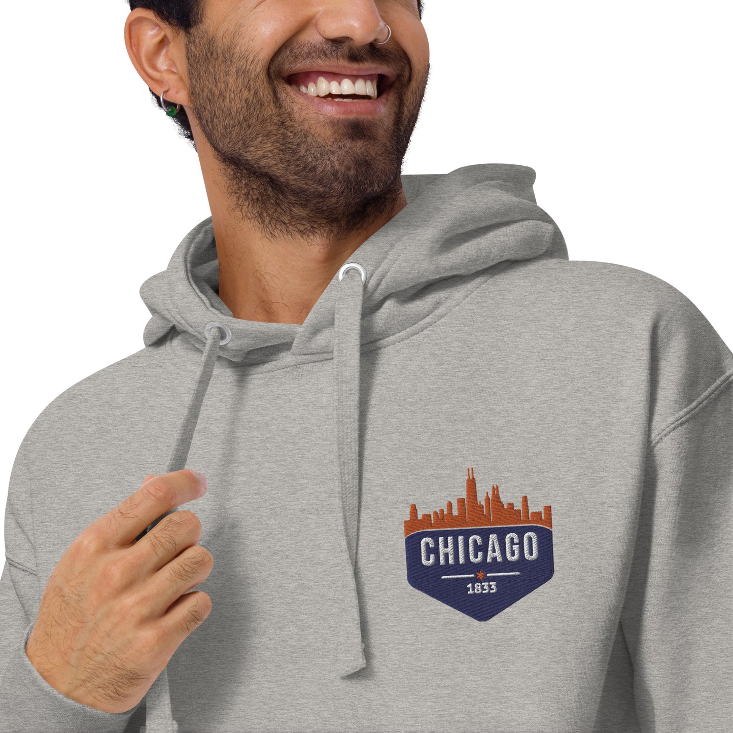 Men's Hoodie | Embroidered Chicago Bears Theme Patch