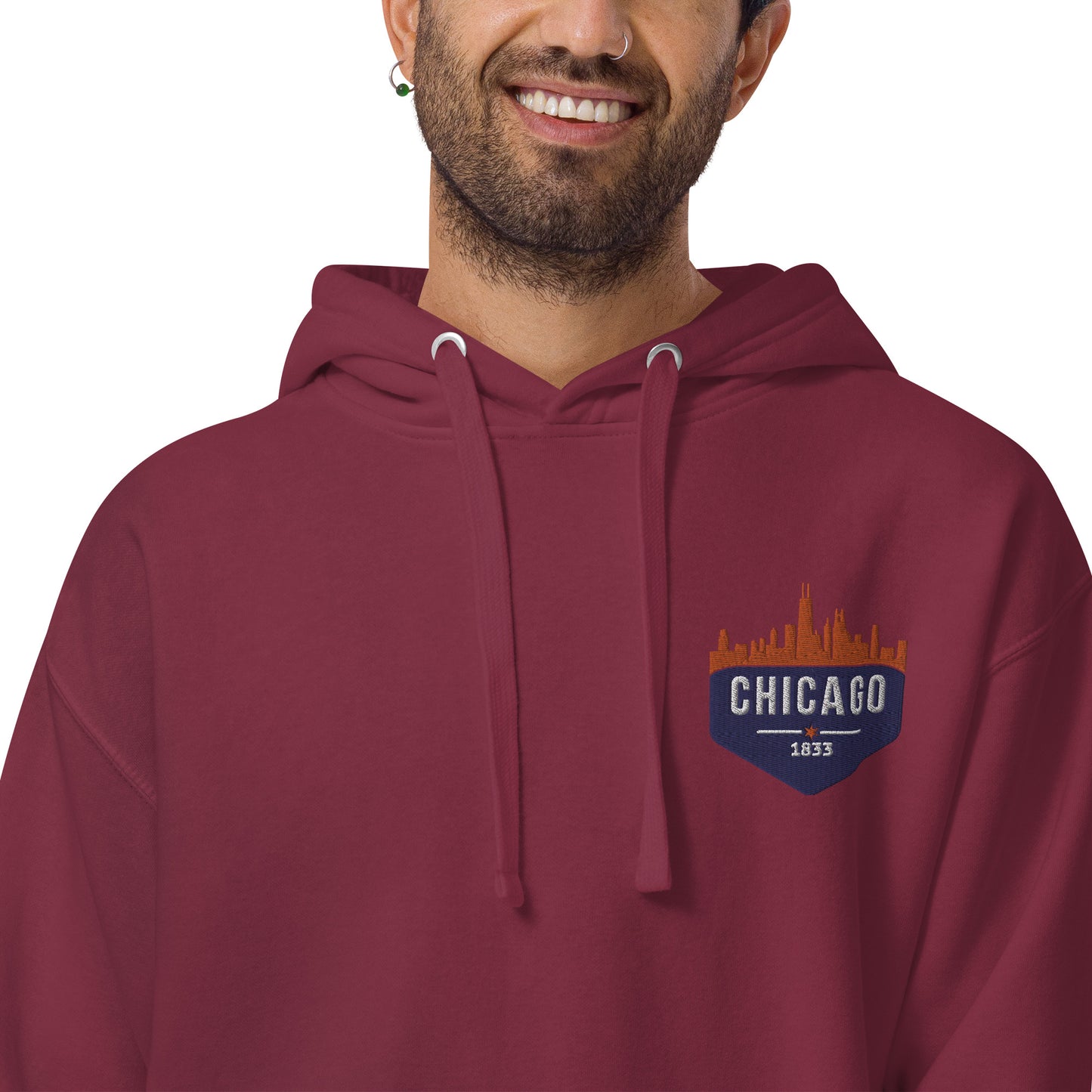 Men's Hoodie | Embroidered Chicago Bears Theme Patch