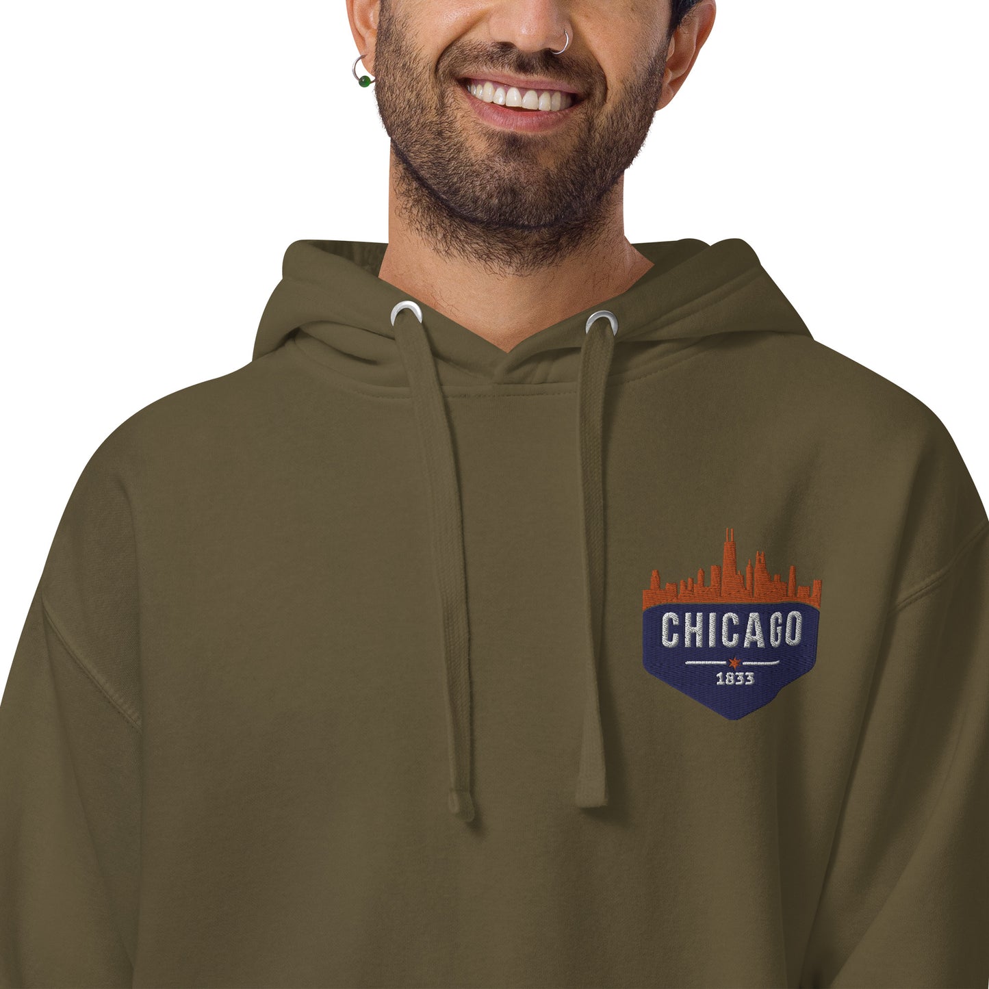 Men's Hoodie | Embroidered Chicago Bears Theme Patch