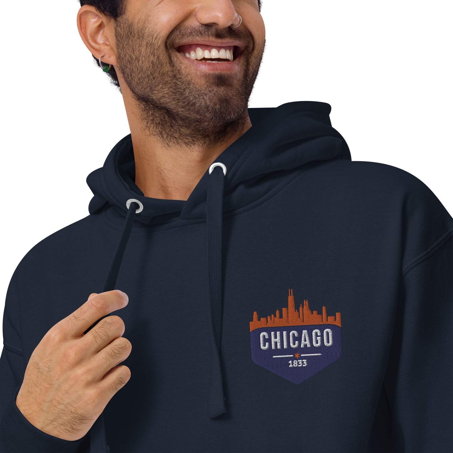 Men's Hoodie | Embroidered Chicago Bears Theme Patch