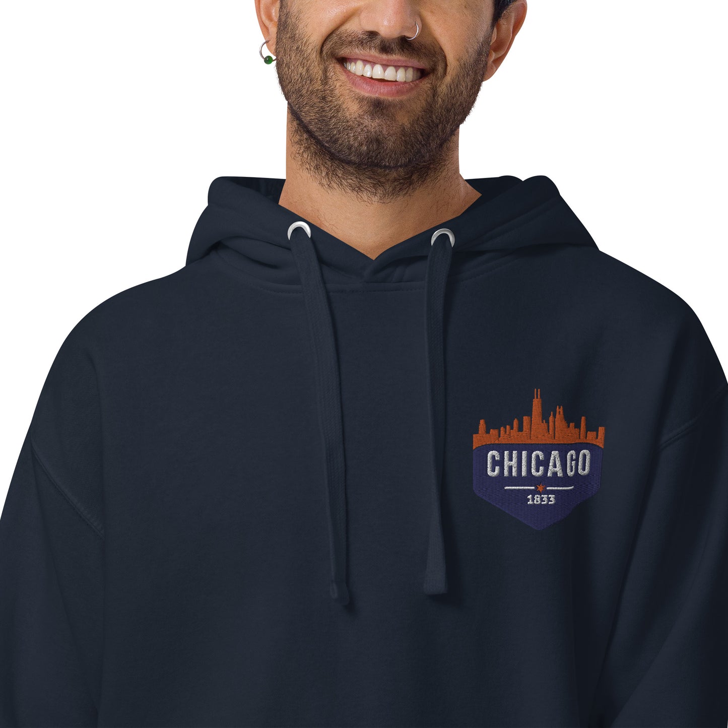 Men's Hoodie | Embroidered Chicago Bears Theme Patch