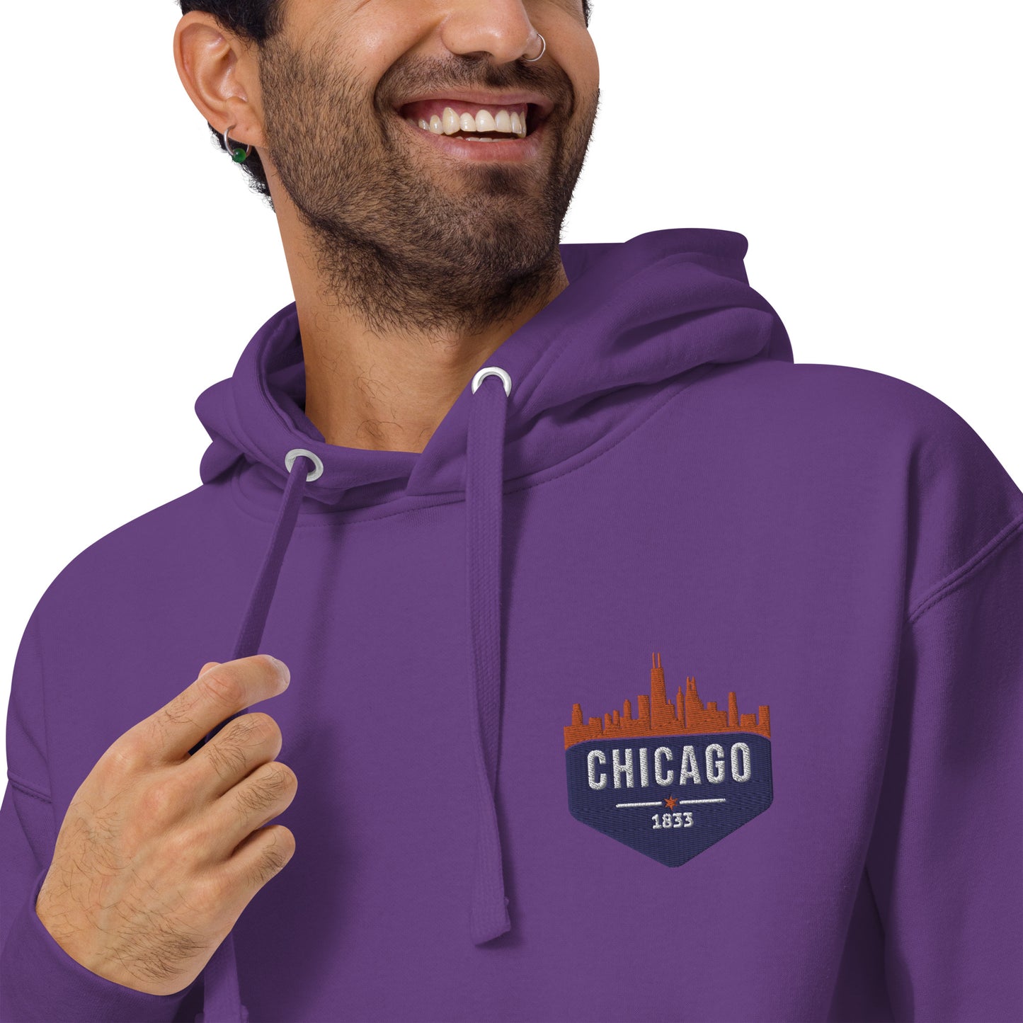 Men's Hoodie | Embroidered Chicago Bears Theme Patch