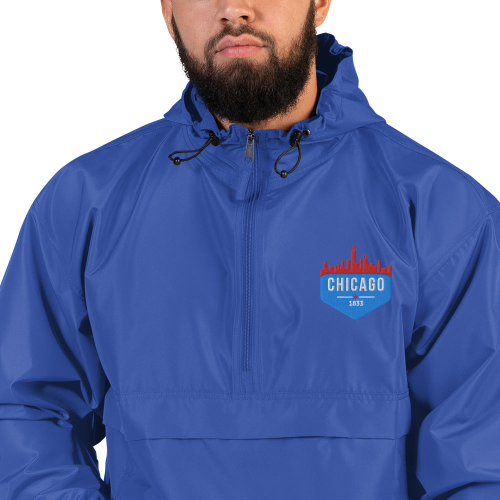 Champion Rain Jacket | Embroidered Chicago Flag Theme Patch